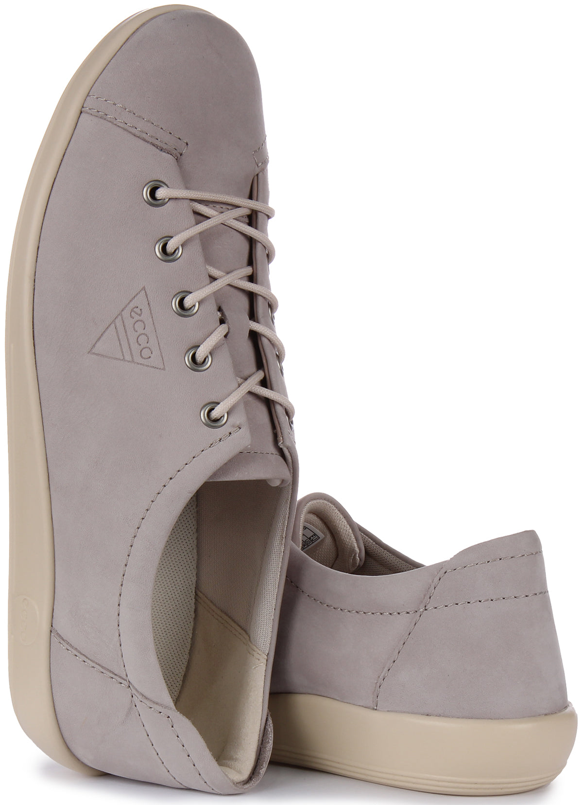 Ecco Soft 2.0 In Grey For Women Lace Up Nubuck Walking Shoe 4feetshoes