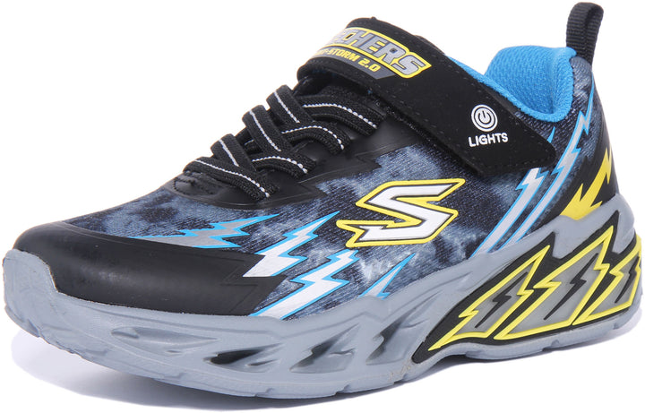 Skechers Light Storm 2.0 Zapatillas de malla sintética para niños en gris negro