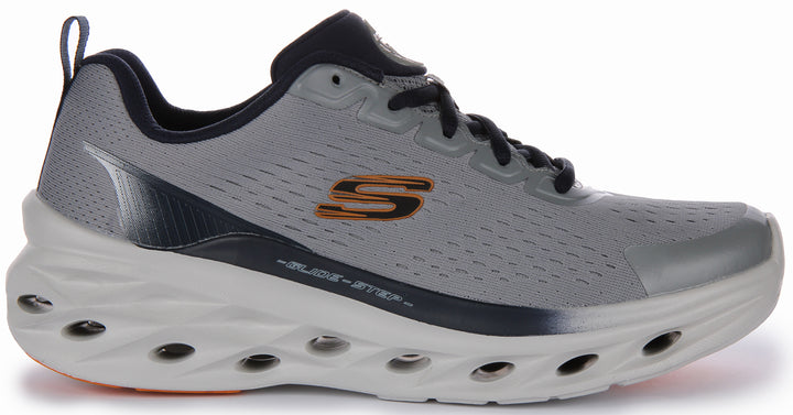 Skechers Glide Step Swift Frayment Baskets véganes à lacets en tricot pour hommes en gris marine