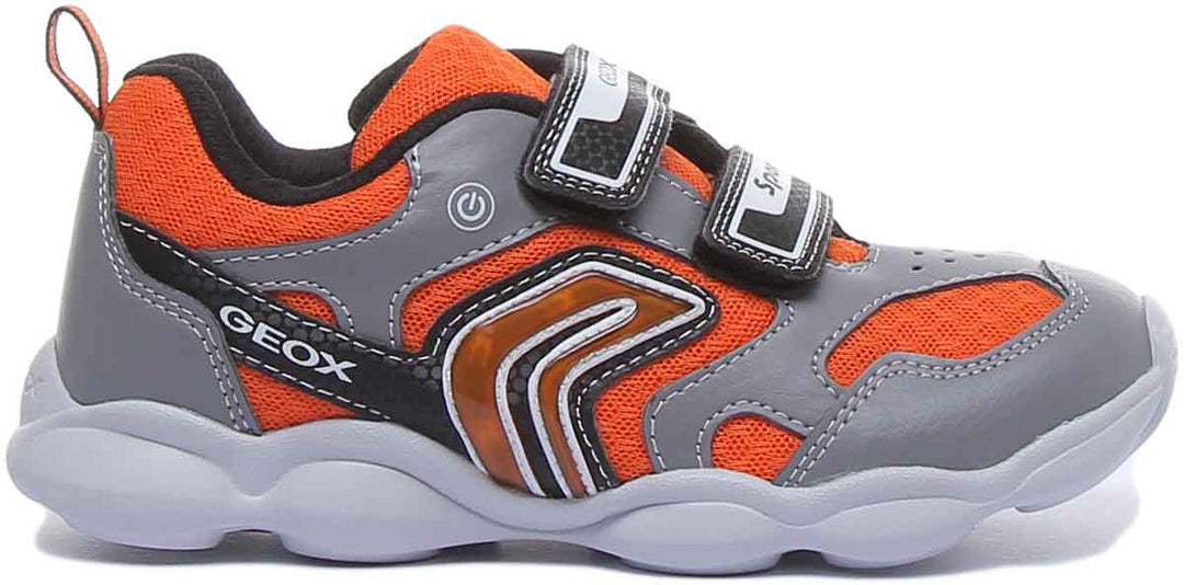 Geox J Munfrey Zapatillas de deporte de 2 tiras para bebés en gris naranja