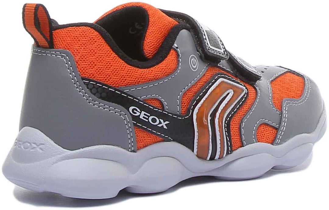 Geox J Munfrey Bambino 2 cinturino con gancio e anello di scarpe da ginnastica in grigio arancione