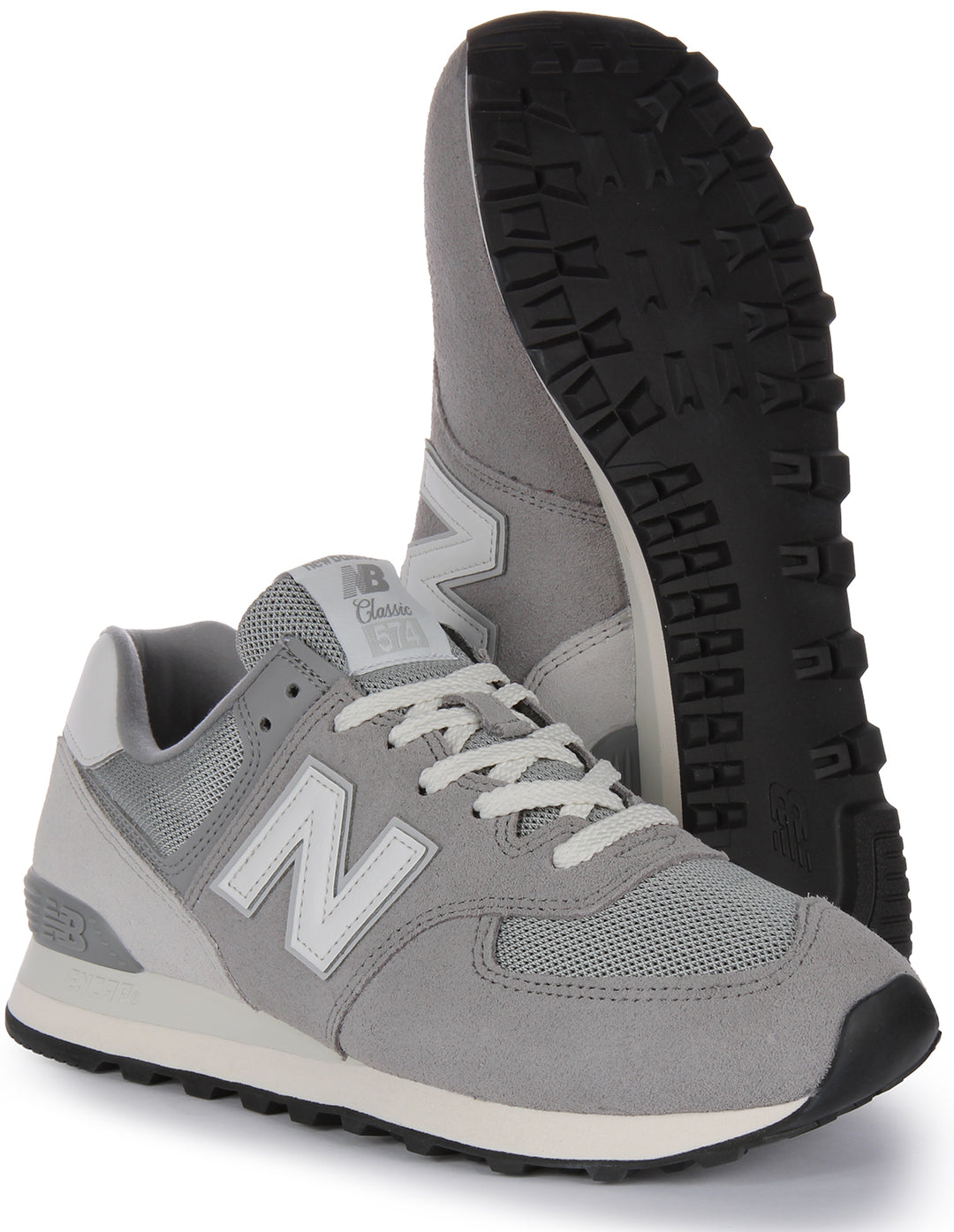 New Balance U574TG2 Baskets à lacets en daim et maille poure en gris blanc