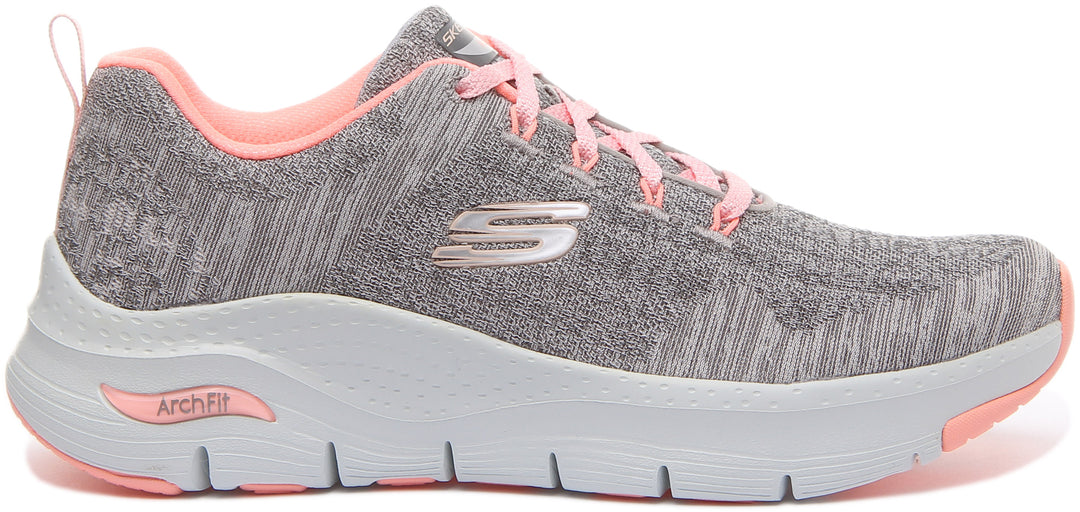 Skechers Arch Fit In Greypink For Women Lightweight Mesh Trainer