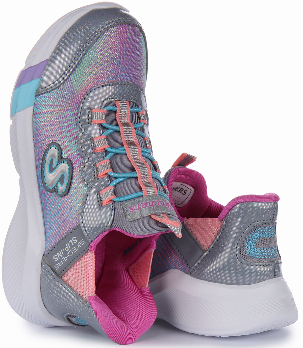 Grey and pink sales skechers