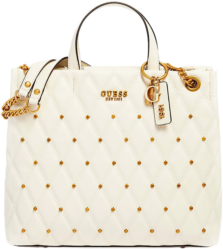 Guess Triana Quilted Should Bag In Ivory For Women