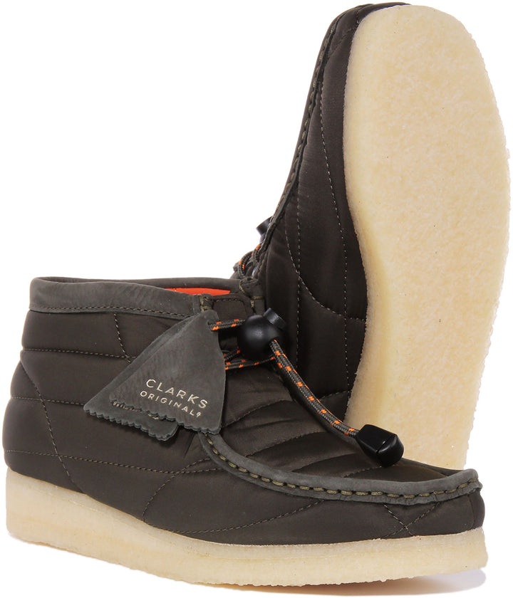 Clarks Orig als Wallabee Frauen Stepp Nylon Stiefel Mit Knebelverschluss Khaki