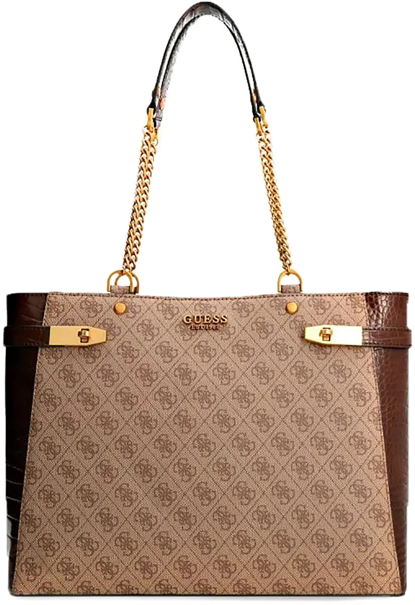 Guess Zadie Borsa tote in pelle sintetica con stampa del logo 4G da donna in lattee