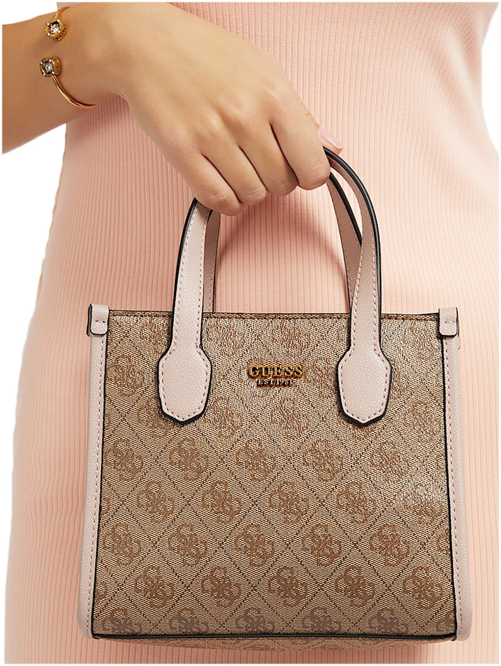 Guess Mini Shopping Silvana Bag In 4G Lattee For Women