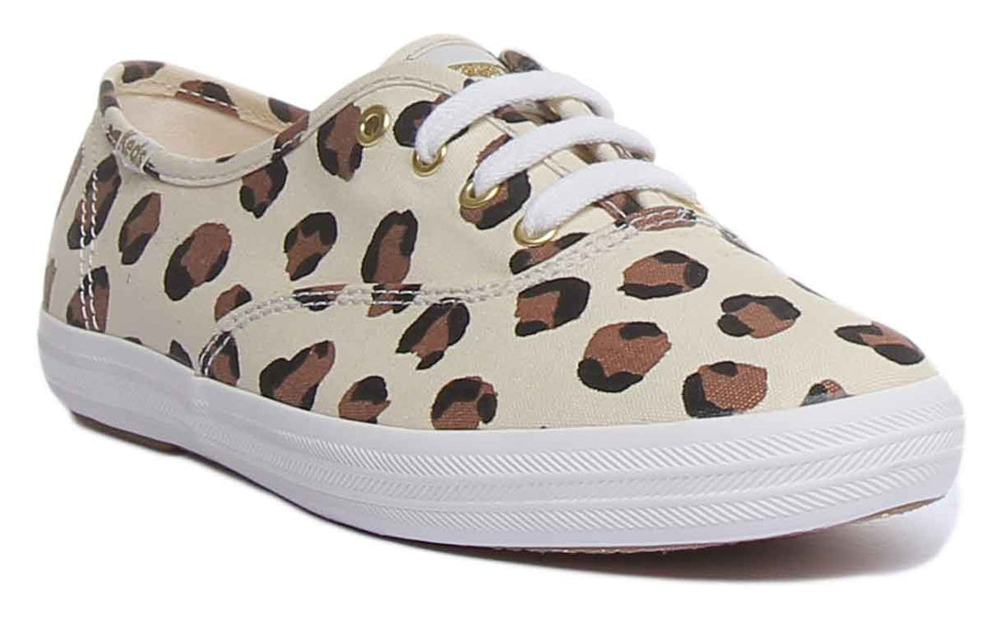 Keds Champion Zapatos planos con cordones para mujer en leopardo