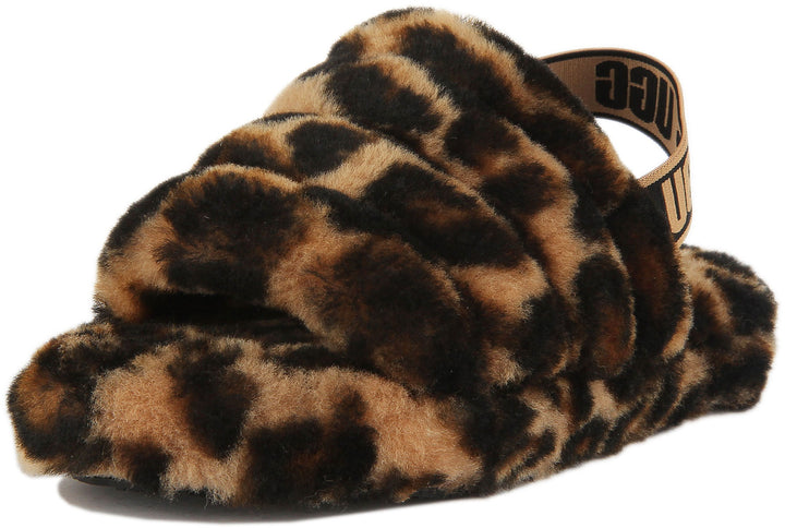 Ugg Australia Fluff Yeah Slippers In Leopard For Juniors