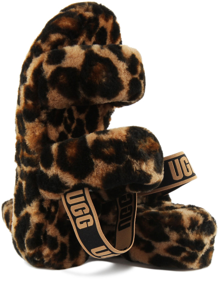 Ugg Oh Yeah Sandalo da donna con pelliccia di pecora con elastico posteriore in leopardo