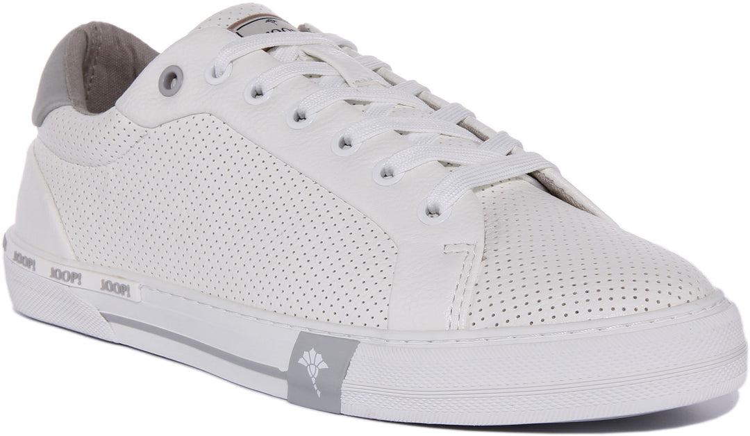 Joop! Vegas Ice In Light Grey For Men Perforated Leather Casual