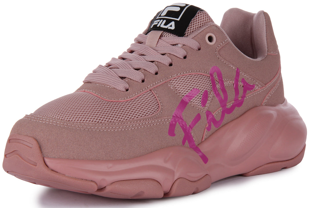 Fila Astro Zapatillas con cordones de malla gruesas para en rosa claro