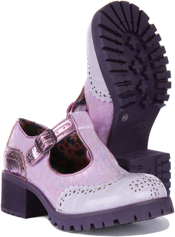 Irregular Choice What A Night In Lilac T Bar Shoes For Women