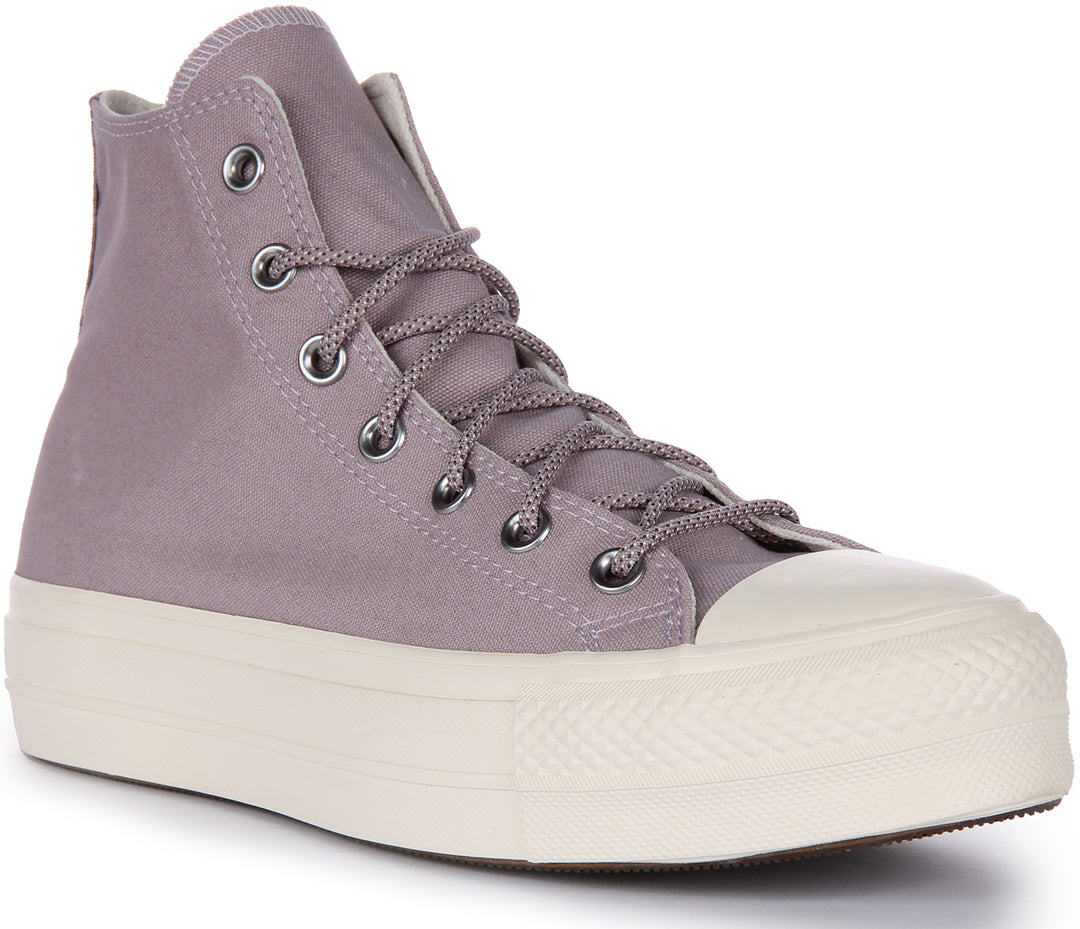 Converse Chuck Taylor All Star Lift Zapatillas de plataforma de lona con cordones para mujer en lila