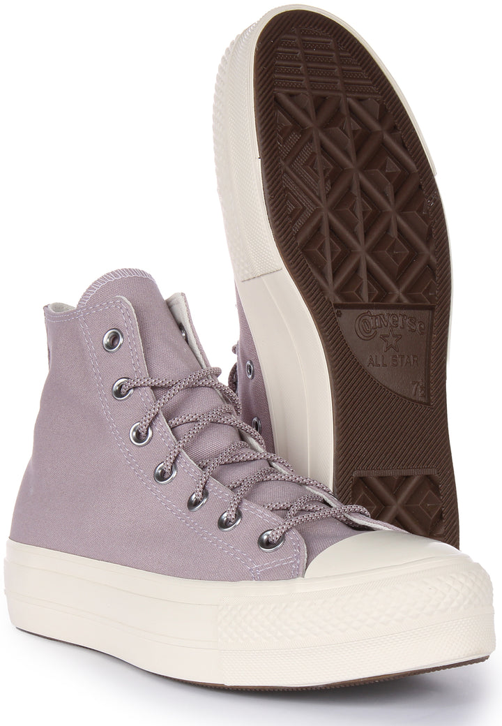 Converse Chuck Taylor All Star Lift Zapatillas de plataforma de lona con cordones para mujer en lila
