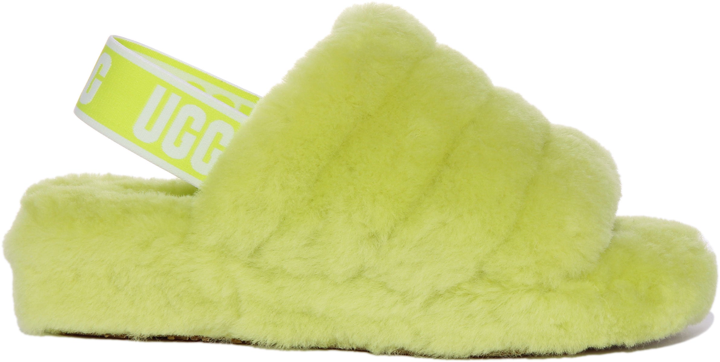 Yellow ugg store fur slides