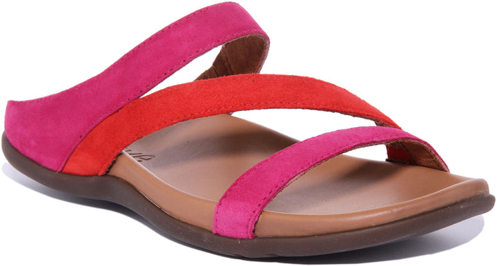 Strive Trio Sandales à lanières en cuir pour femmes en magenta