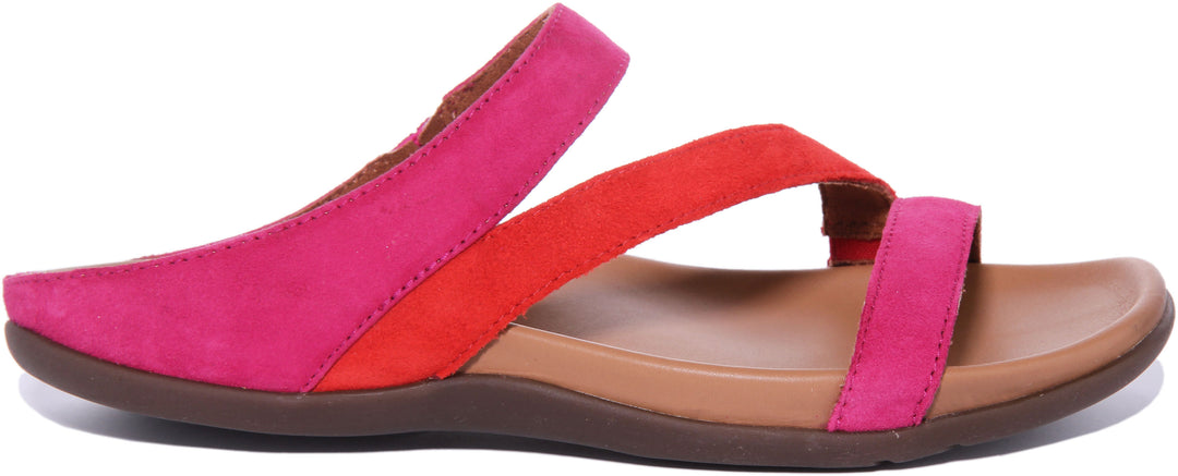 Strive Trio Sandales à lanières en cuir pour femmes en magenta