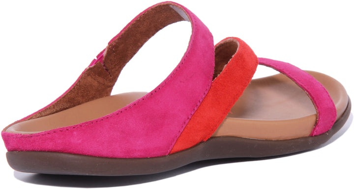 Strive Trio Sandales à lanières en cuir pour femmes en magenta