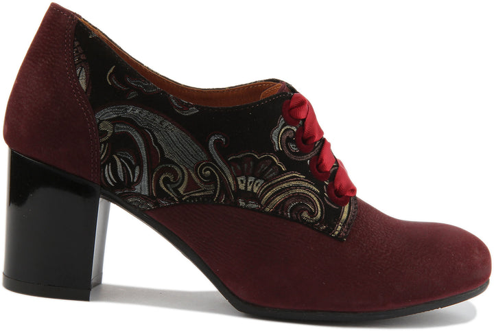 JUSTINREESS Avalon Chaussures à talons en cuir à lacets pour femmes en marron