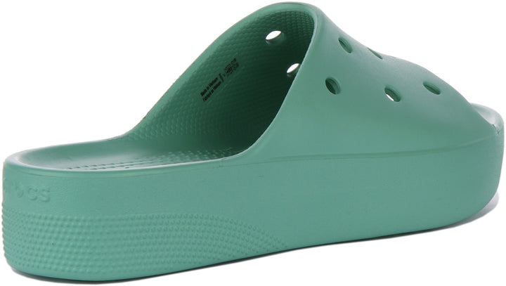 Crocs Classic Platform Slider In Mint For Women