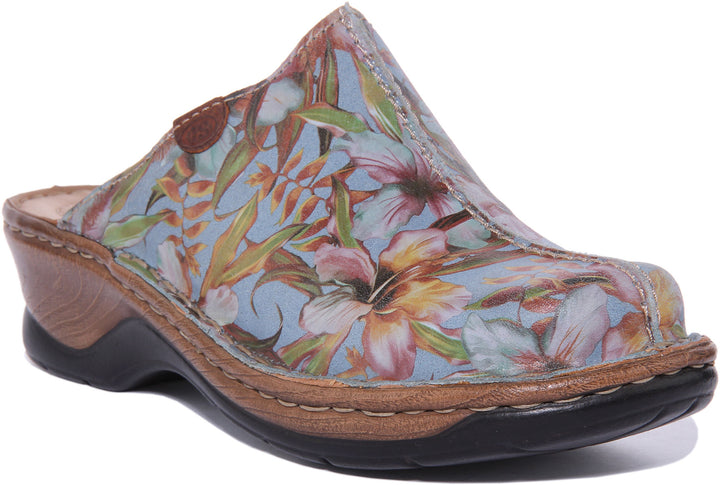 Josef Seibel Catalonia 51 Sandalo da donna in pelle floreale, con pantofola in multicolore