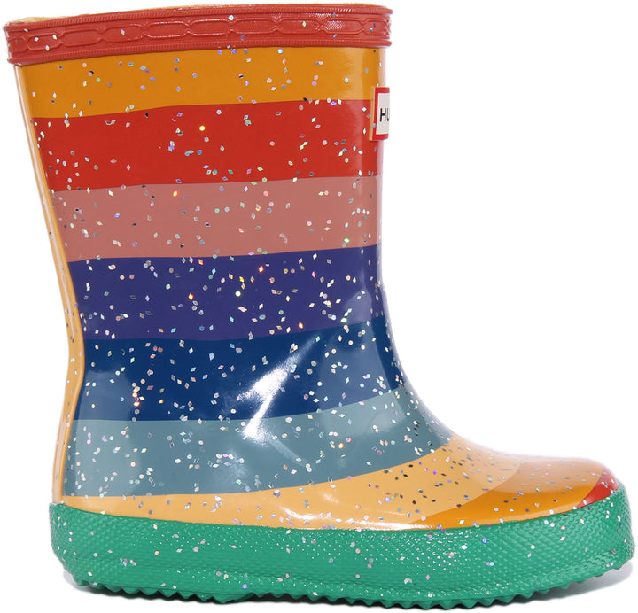 Hunter Original Primi stivali classici da pioggia glitterati per bambini in multicolore