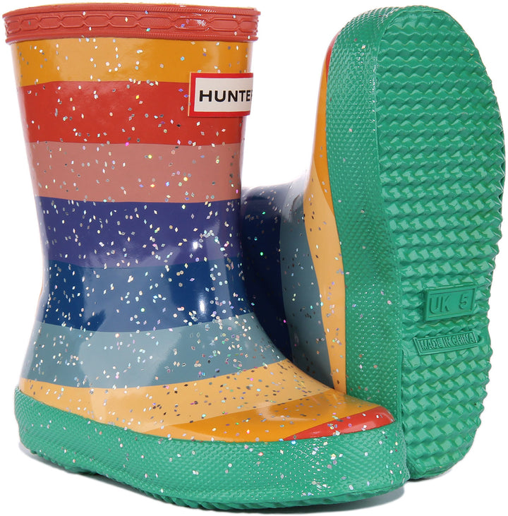 Hunter Original Primeras botas de agua clásicas con purpurina para niños en multicolor