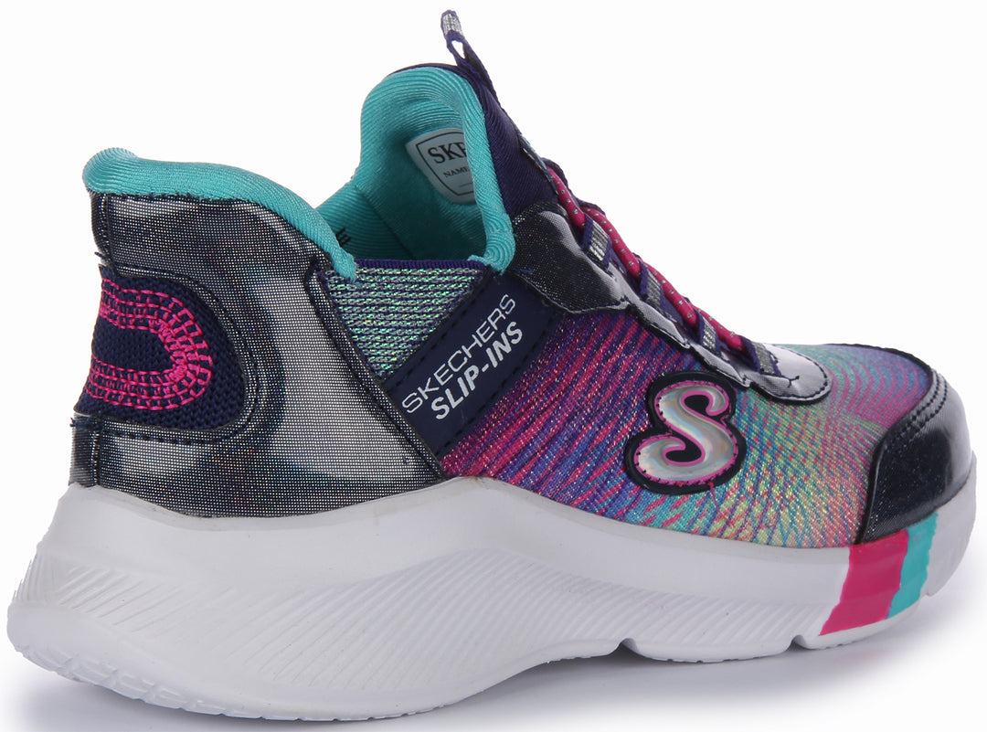 Skechers Slip-Ins Dreamy Lights- Colorful Prism Baskets à enfiler en maille synthétique pour enfants en multicolore