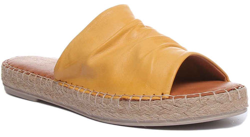 JUSTINREESS Aliyah moutarde espadrille sandales muletières souples pour femmes