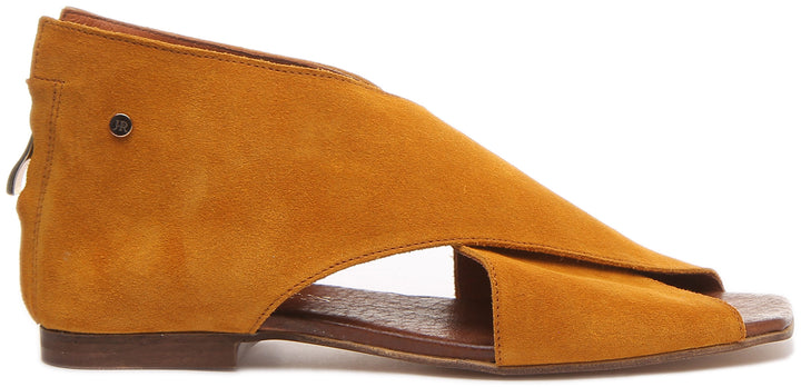 Jayla Flat Gladiator Style Sandal in Tan Suede