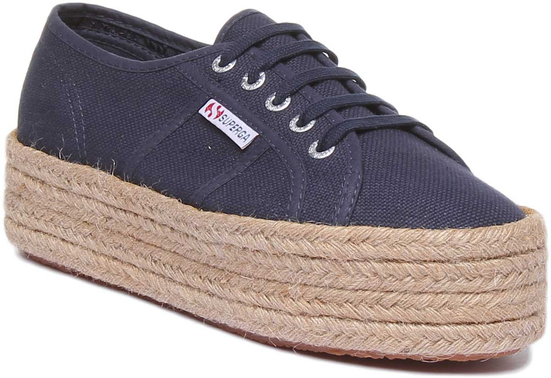 Superga Navy Superga Rope Lady Shoes Woman 2730 ROPE HIBISCUS
