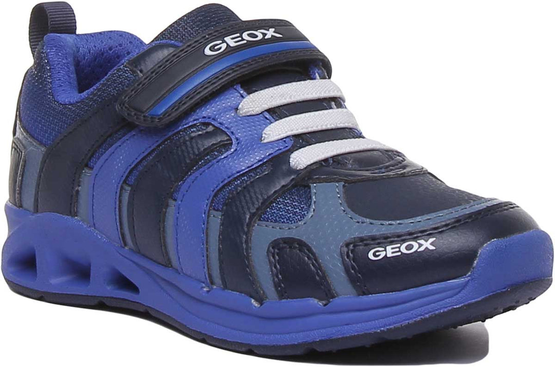 Geox Dakin Boy Scarpe da ginnastica traspiranti per bambini con cinturino singolo e lacci elastici in marina