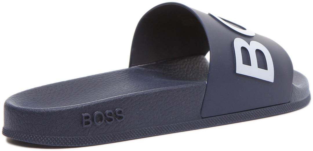 Hugo Boss Bay Herren Schlupf auf Slide Sandalen mit Logo Riemen Mar e
