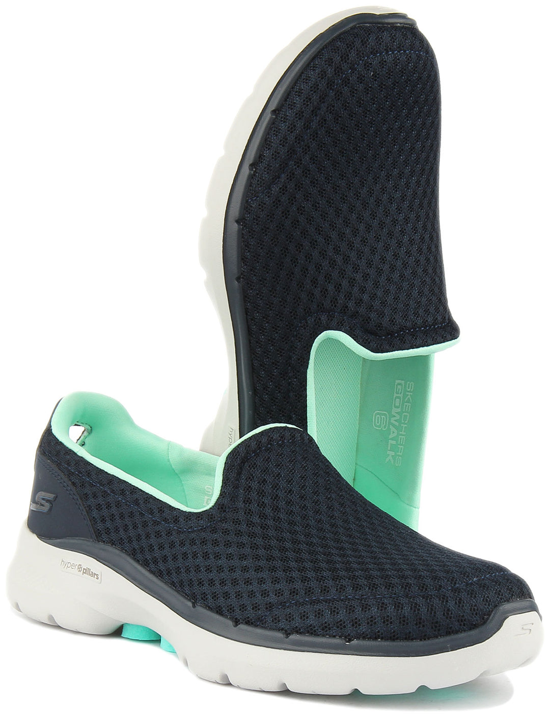 Skechers Go Walk 6 Zapatillas de deporte de malla ligera para mujer en marino