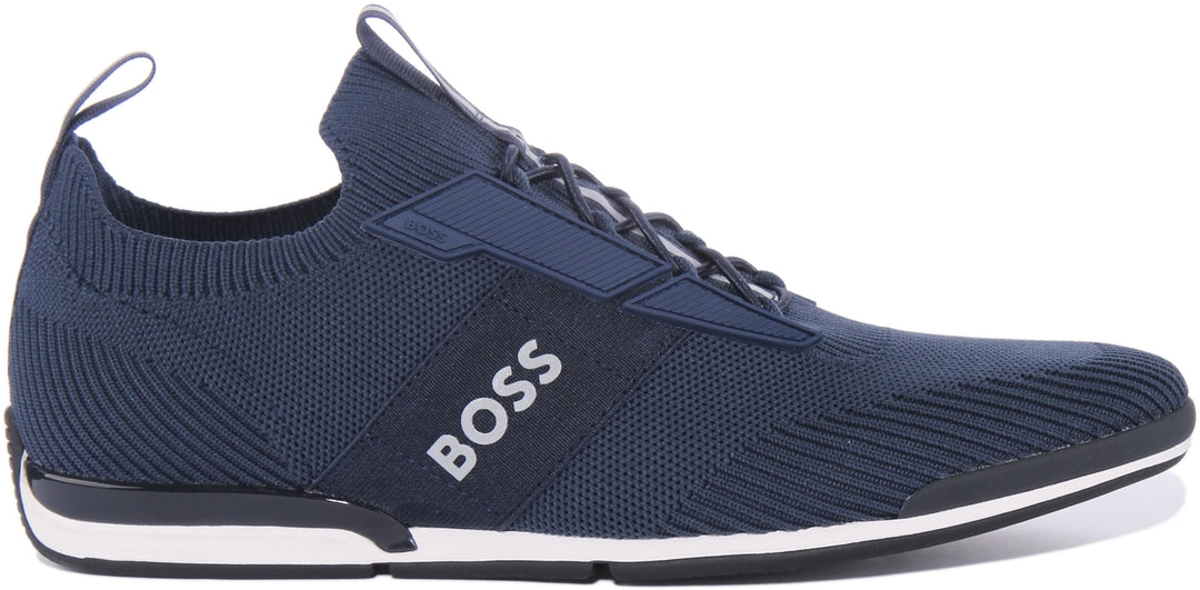 BOSS Saturn Low In Dark Blue For Men  Hugo Boss Slim Sole Trainers –  4feetshoes