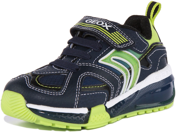 Geox J Bayonyc Zapatillas de deporte sintéticas iluminadas para niños en marino