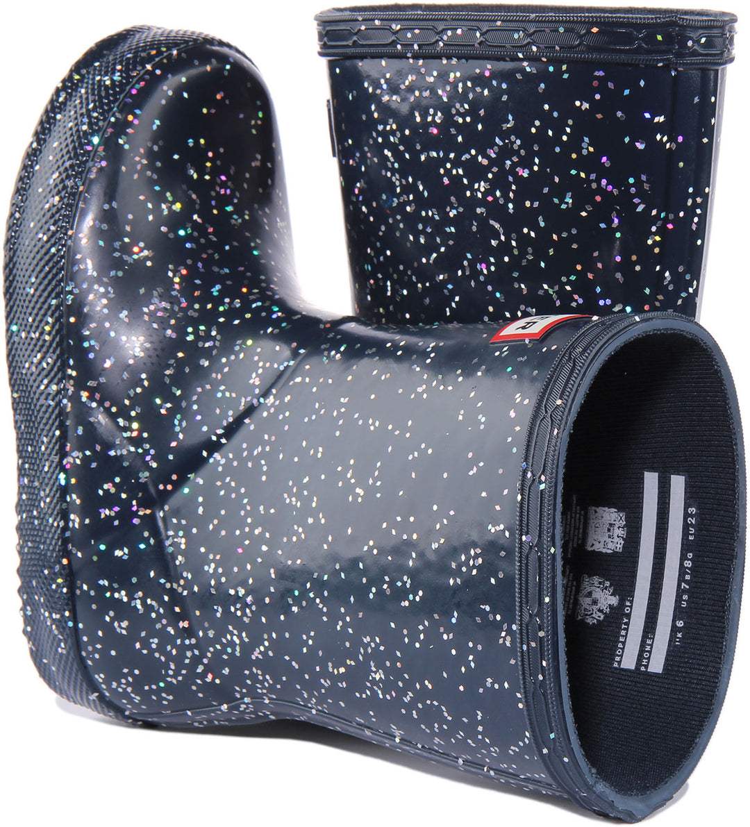 Hunter Kids First Glitter In Navy For Kids Infants Pull On Welly