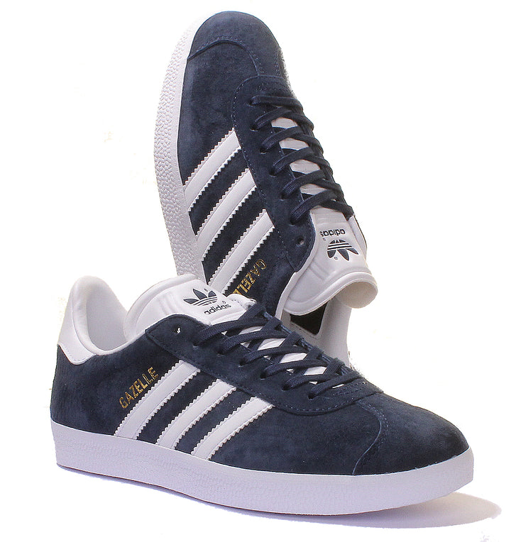 Adidas Gazelle Suede Leather Trainers In Navy White