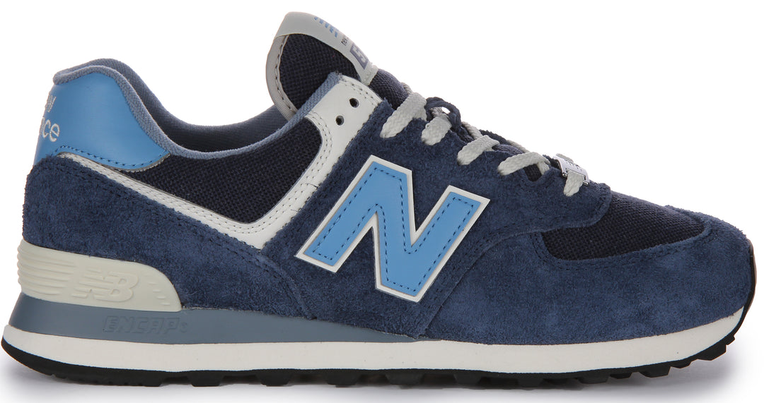 New Balance U574EZ2 Baskets à lacets en daim et maille poure en marine bleu