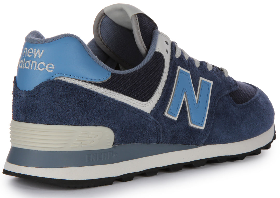 New Balance U574EZ2 Baskets à lacets en daim et maille poure en marine bleu