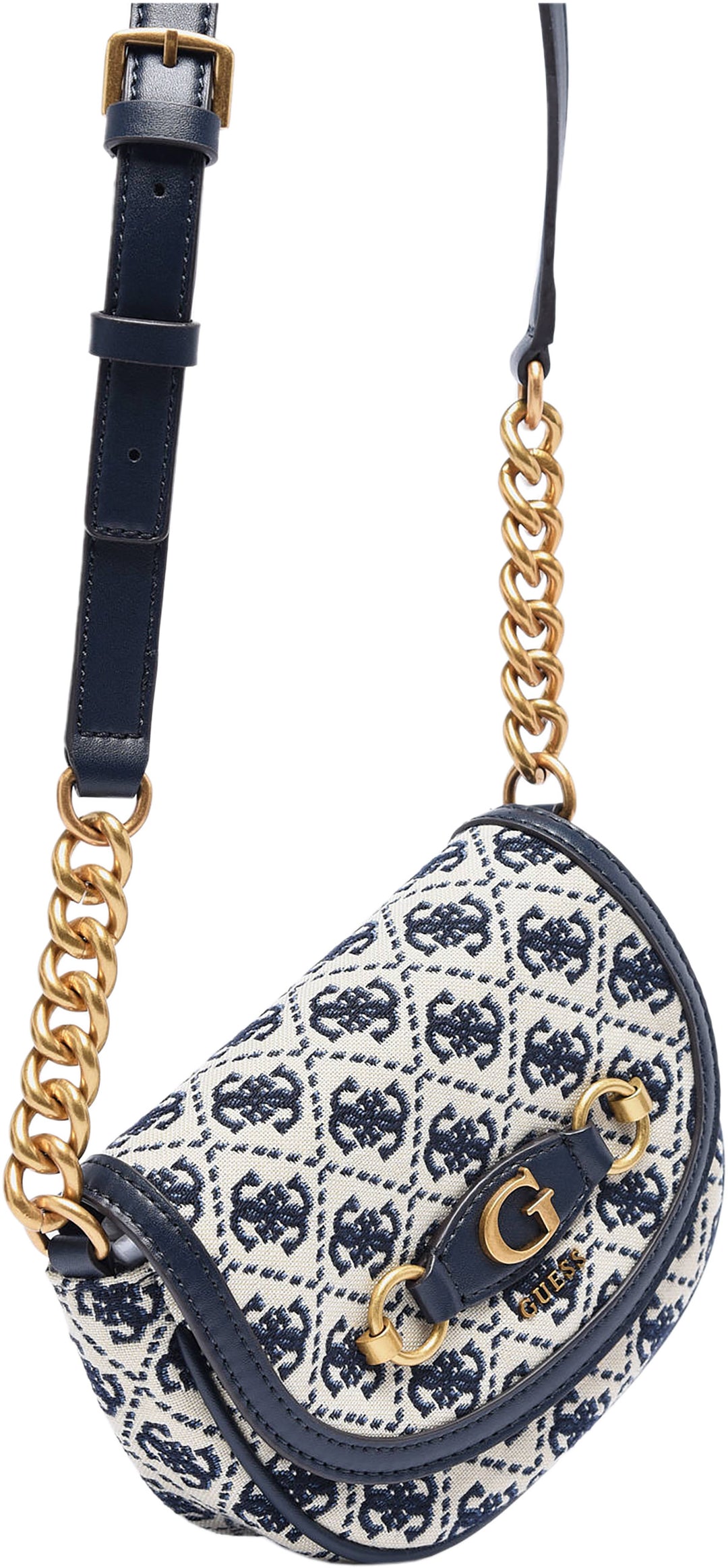 Guess Izzy Mini borsa a tracolla sintetica con stampa logo 4G da donna in marina multi