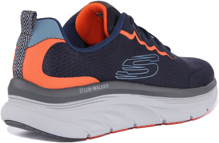 Skechers Relaxed Fit: D'Lux WalkerScrambler Zapatillas de malla con cordones para hombre en marino naranja