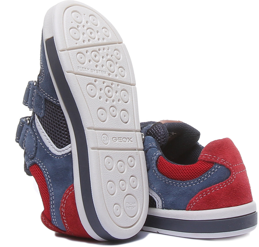 Geox B Trottola chaussures à 2 lanières et crochets pour enfants en rouge marine
