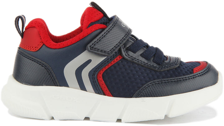 Geox Aril Boy Trainers In Navy Red For Kids
