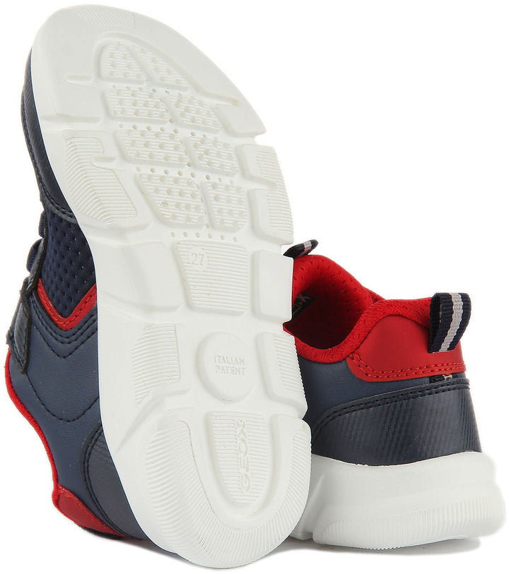 Geox Aril Boy Trainers In Navy Red For Kids