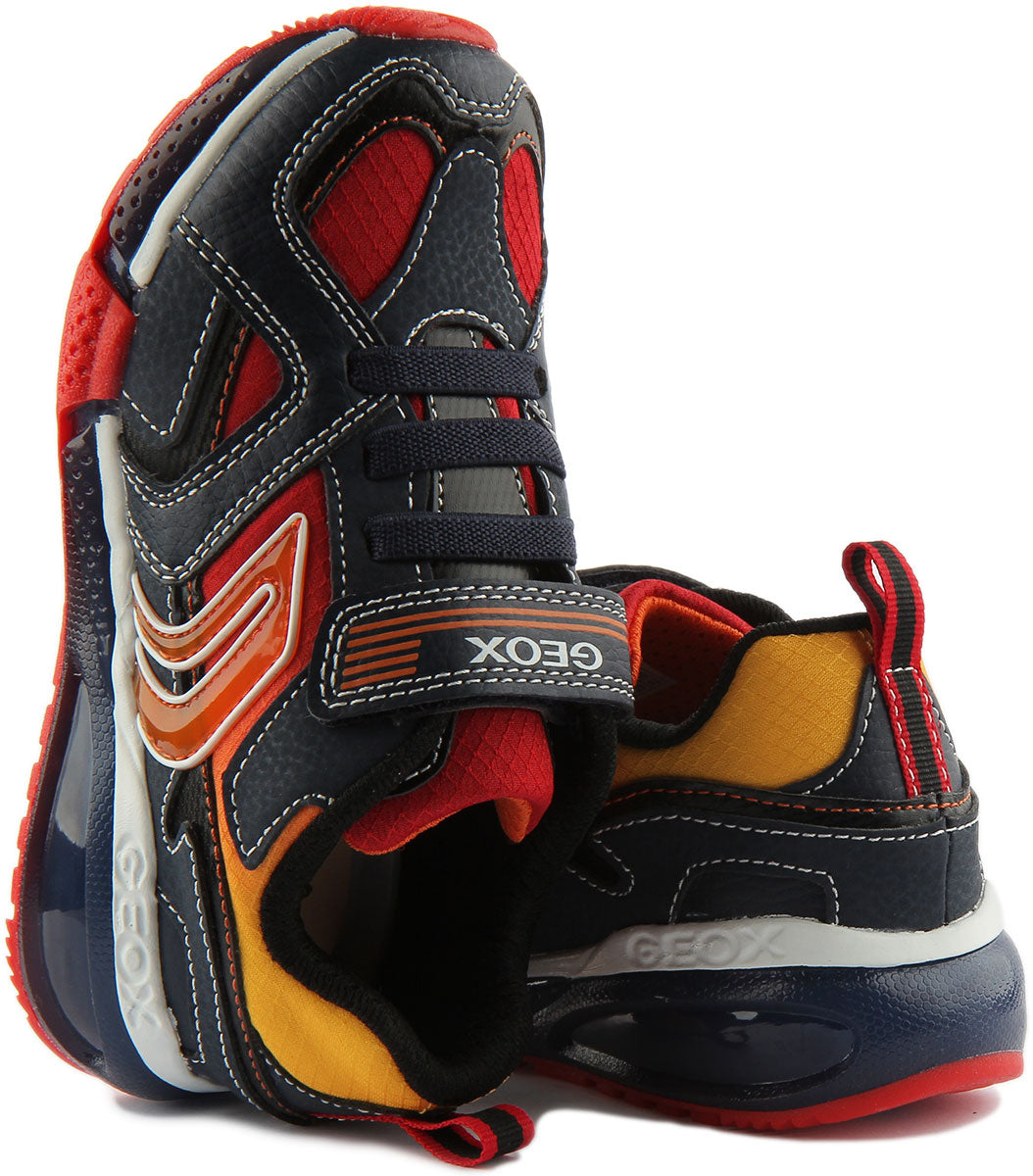 Geox J Bayonyc Zapatillas deportivas sintéticas de una sola tira para niños en rojo marino