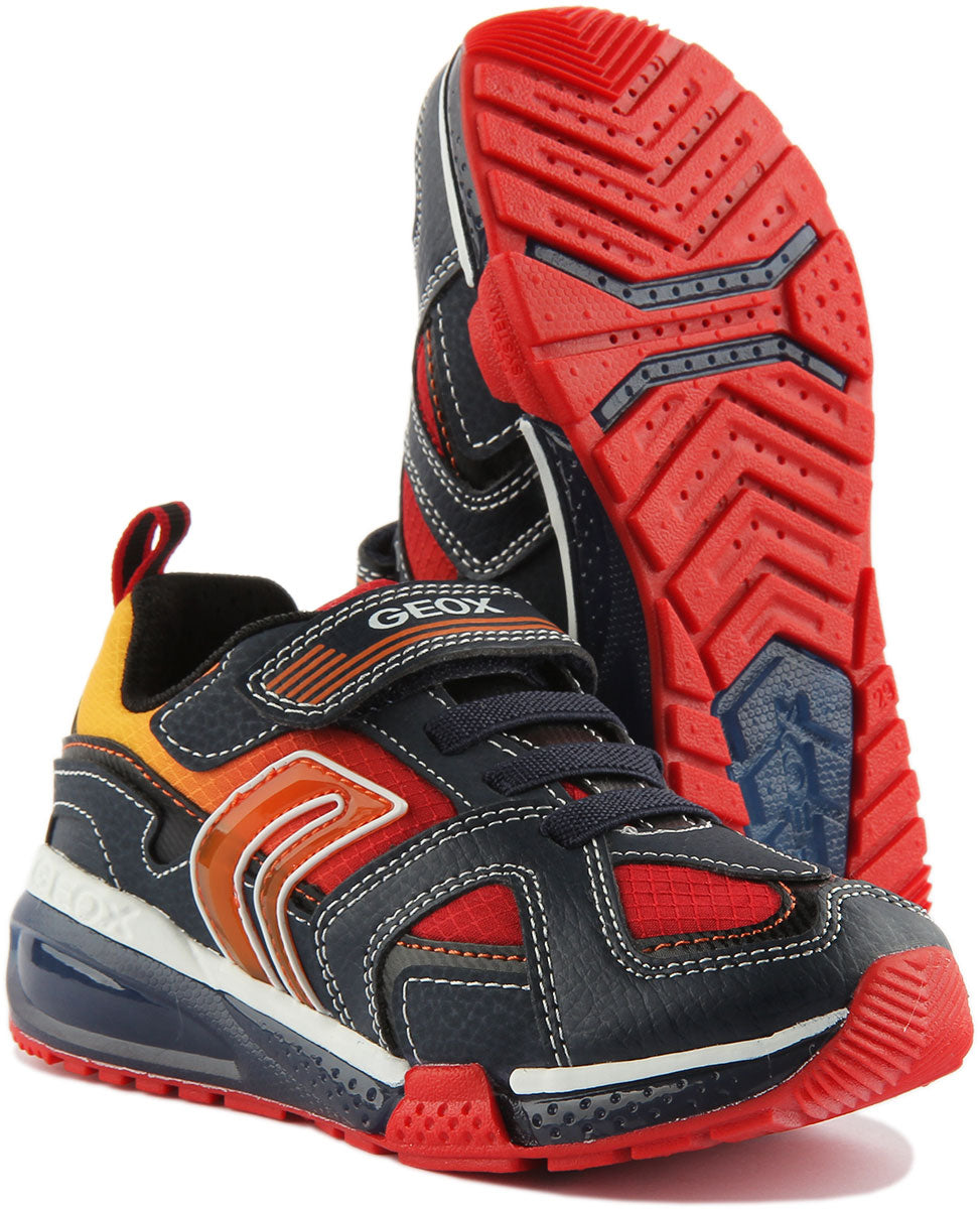 Geox J Bayonyc Zapatillas deportivas sintéticas de una sola tira para niños en rojo marino