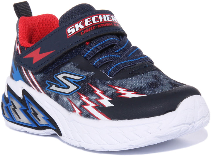 Skechers Light Storm 2.0 Zapatillas de malla sintética con luces para bebés en rojo marino
